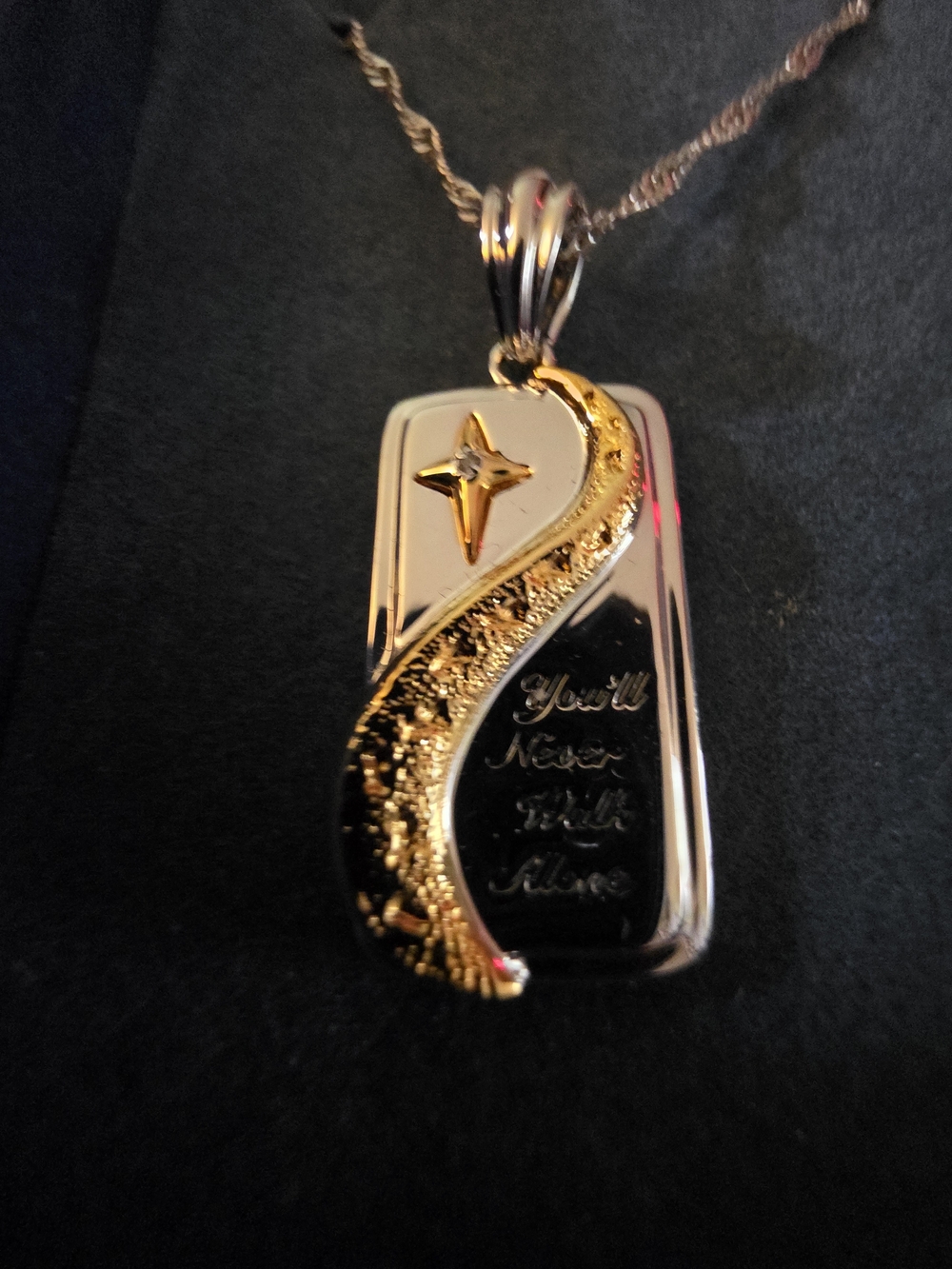 The Bradford Exchange Gold and Silver Pendant Necklace With Real Diamond